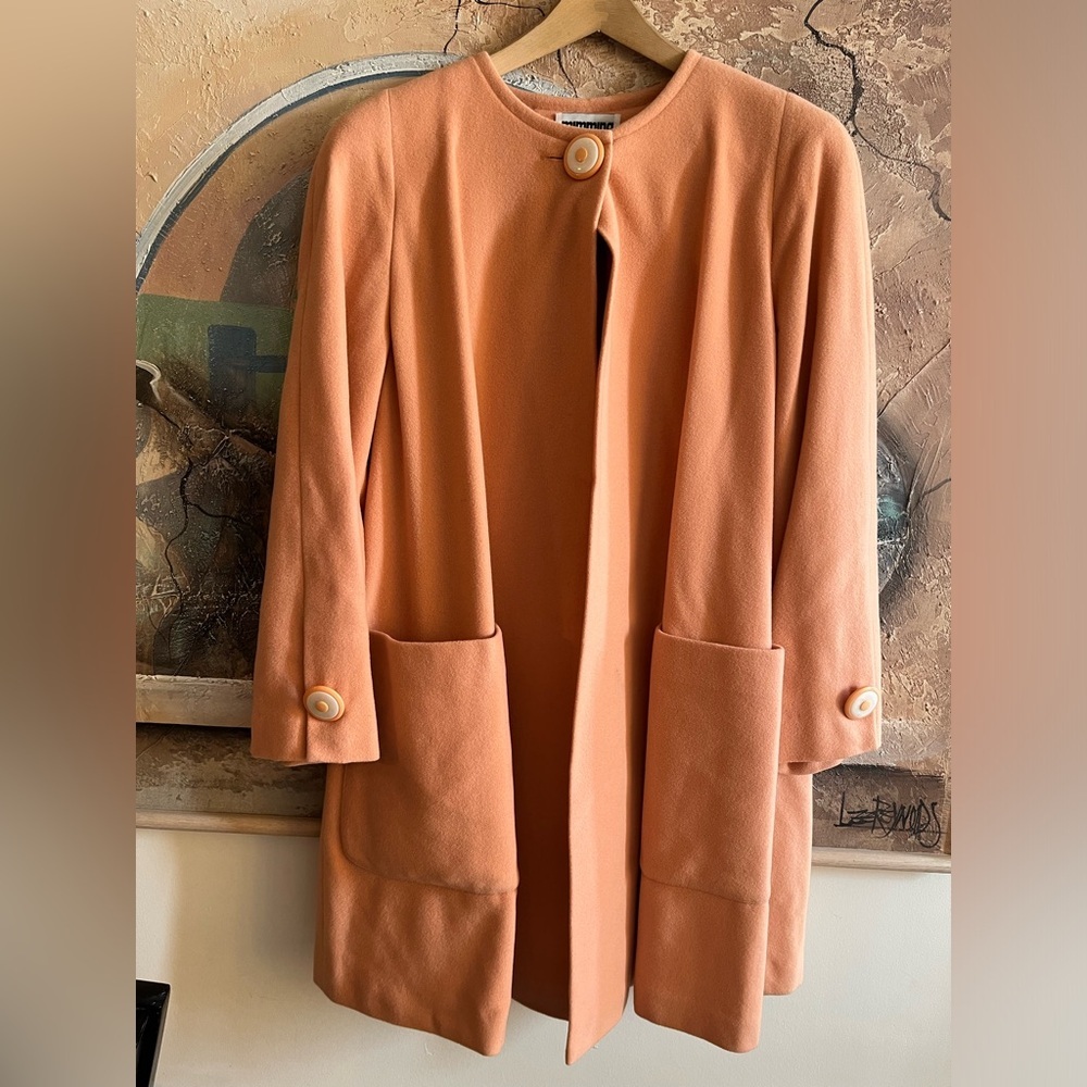 Vintage 60s Mimmina for Ira Berg Made in Italy Coral Pink Wool Coat